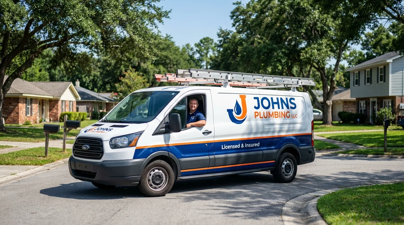 Johns Plumbing LLC service van in Cedar Grove, NJ